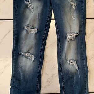 KanCan Blue Skinny Jeans with Distressed Details